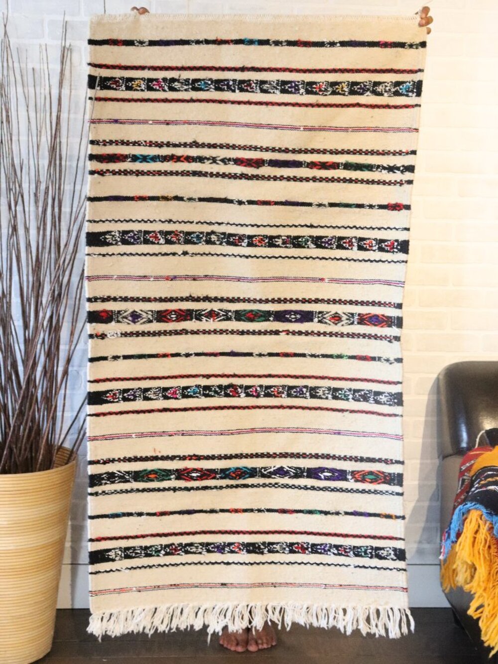 CLOSING SALE NEW Handmade beige Moroccan Rug, Tribal rug, boho decor 25 by 48 in